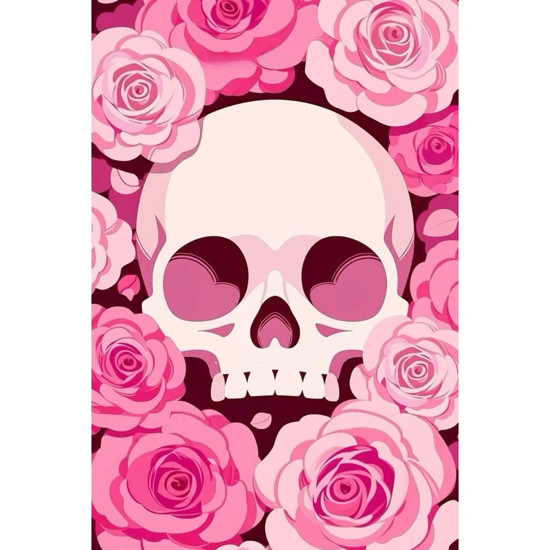 Resin Art Rose - Lukisan Berlian Bertema Tengkorak Mawar Merah