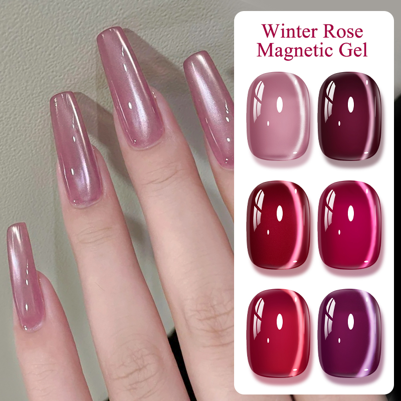 Resin Art Rose - Cat kuku gel magnetik Pink Winter