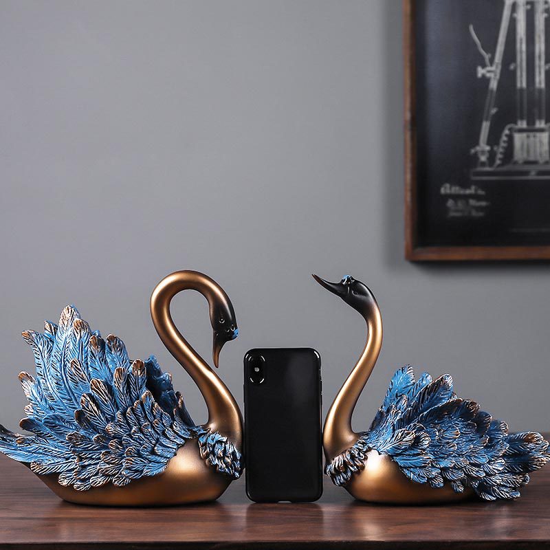 Resin Art Wedding Gift - Rumah Dekorasi Aksesoris Beberapa Swan Patung