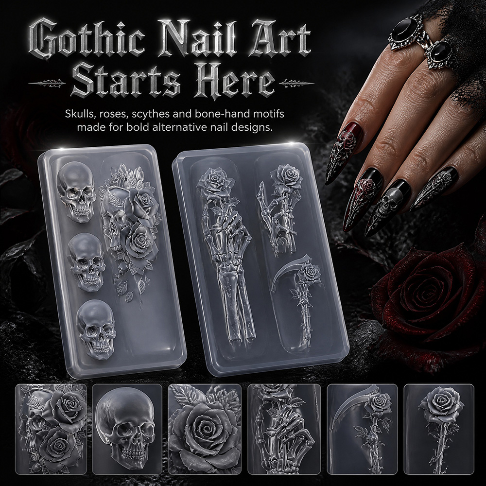 Resin Art Rose - 2Pcs Set Cetakan Seni Kuku Silikon