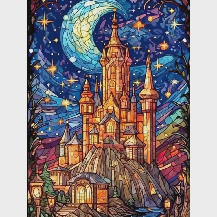 Resin Art Work - Lukisan Berlian, Lukisan Berlian, Kastil Dongeng,