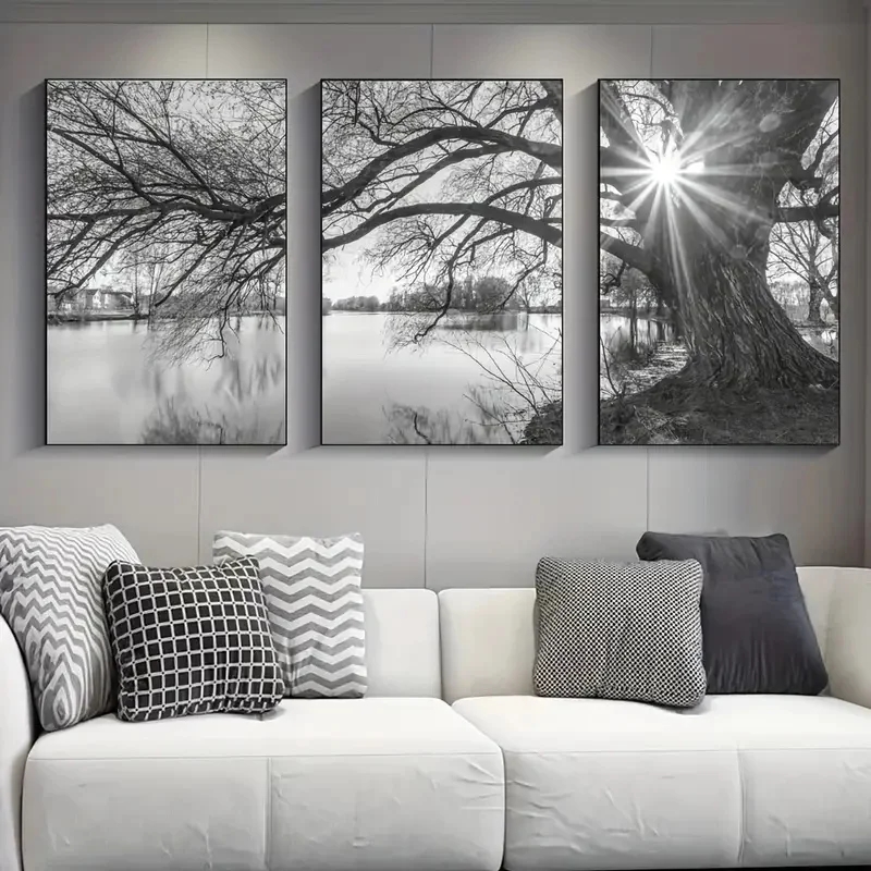 Resin Art Wallpaper - Lukisan Berlian DIY 3Pcs Pemandangan Danau