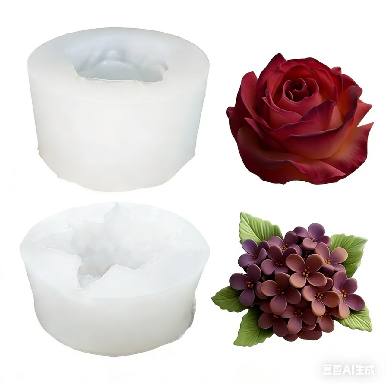 Resin Art Rose - 2 buah cetakan silikon berbentuk mawar