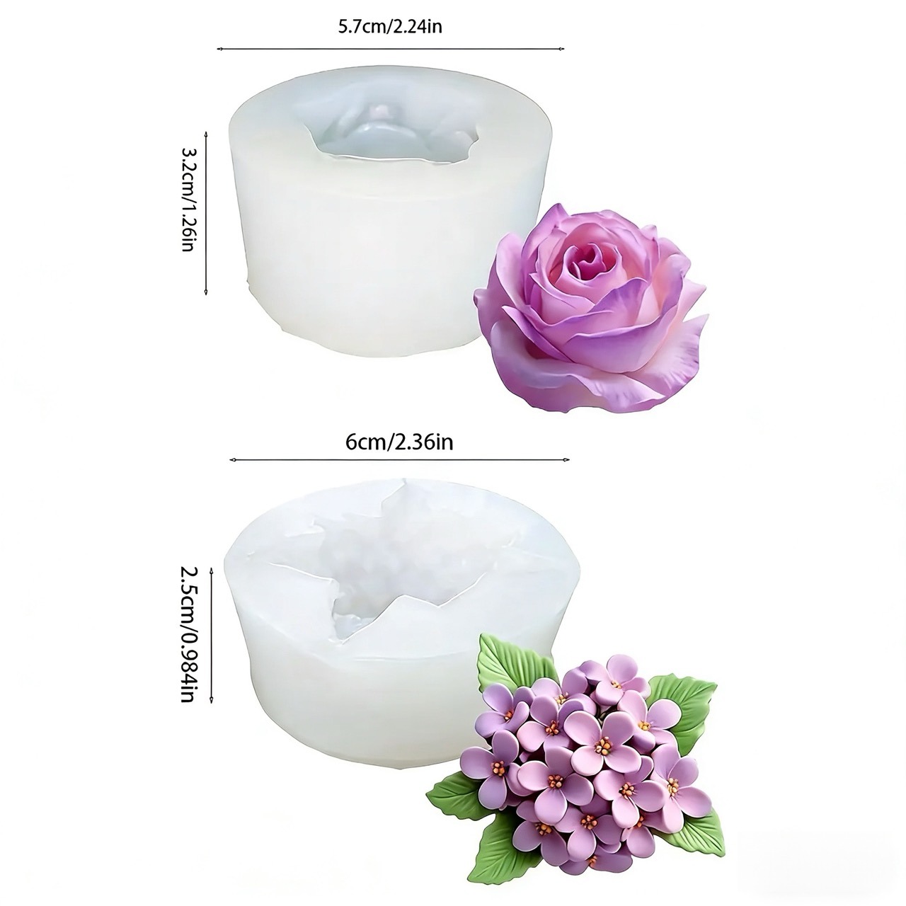 2 buah cetakan silikon berbent - Resin Art Rose ulasan dan harga