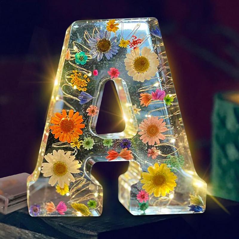 Bunga 26 huruf lampu malam Dek - Resin Art Alphabet ulasan dan harga